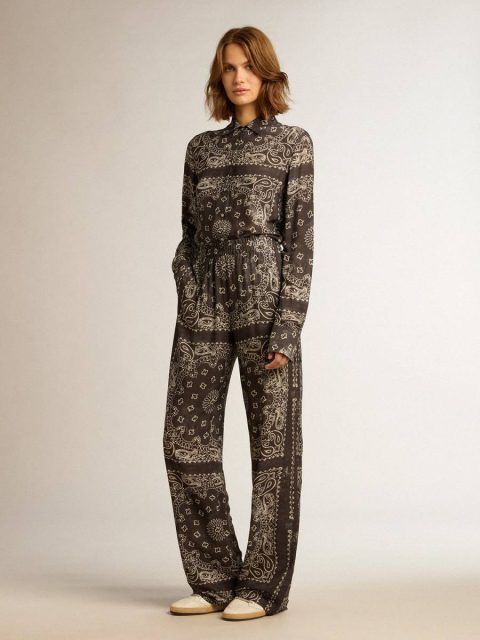 Pajama Shirt In Anthracite Gray With Paisley Print Shirts Women Golden Goose Anthracite Gray - Image 3