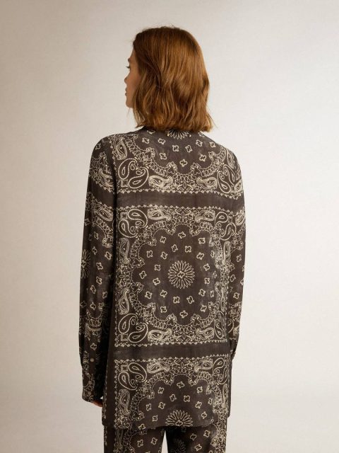 Pajama Shirt In Anthracite Gray With Paisley Print Shirts Women Golden Goose Anthracite Gray - Image 4