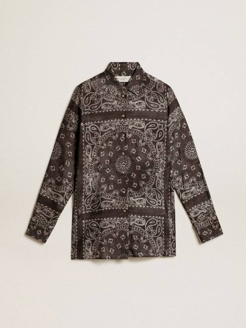 Pajama Shirt In Anthracite Gray With Paisley Print Shirts Women Golden Goose Anthracite Gray