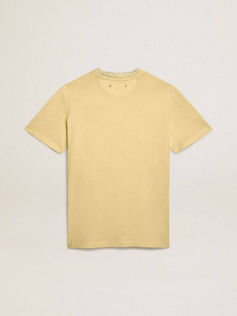 Pale Yellow T-Shirts & Tops Women's T-Shirt In Cotton Jersey With Embroidery On The Neck And Heart Golden Goose Women - Image 5