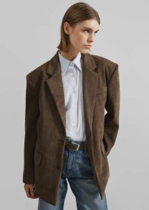 Peoria Faux Suede Blazer - Brown The Frankie Shop Women Outerwear Brown - Image 3