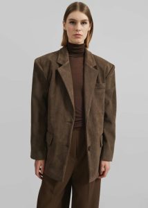 Peoria Faux Suede Blazer - Brown The Frankie Shop Women Outerwear Brown - Image 4