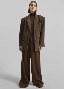 Peoria Faux Suede Blazer - Brown The Frankie Shop Women Outerwear Brown - Image 5