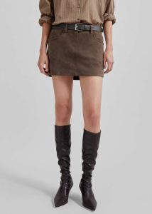 Peoria Faux Suede Mini Skirt - Brown Bottoms Women Brown The Frankie Shop - Image 2