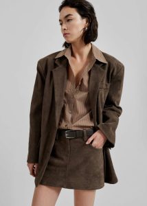 Peoria Faux Suede Mini Skirt - Brown Bottoms Women Brown The Frankie Shop - Image 3