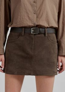 Peoria Faux Suede Mini Skirt - Brown Bottoms Women Brown The Frankie Shop - Image 4