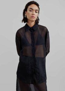 Peri Sheer Shirt - Black The Frankie Shop Women Tops Black - Image 2