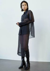 Peri Sheer Shirt - Black The Frankie Shop Women Tops Black