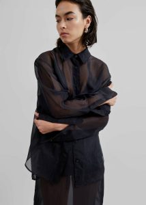 Peri Sheer Shirt - Black The Frankie Shop Women Tops Black - Image 3