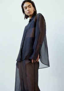 Peri Sheer Shirt - Black The Frankie Shop Women Tops Black - Image 4