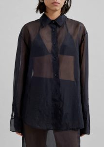 Peri Sheer Shirt - Black The Frankie Shop Women Tops Black - Image 5