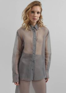 Peri Sheer Shirt - Grey Grey The Frankie Shop Tops Women - Image 3