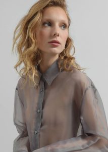 Peri Sheer Shirt - Grey Grey The Frankie Shop Tops Women - Image 5