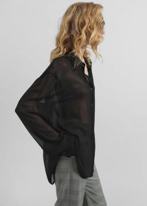 Peri Silk Georgette Shirt - Black Black Women Tops The Frankie Shop - Image 3