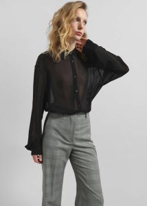 Peri Silk Georgette Shirt - Black Black Women Tops The Frankie Shop - Image 5