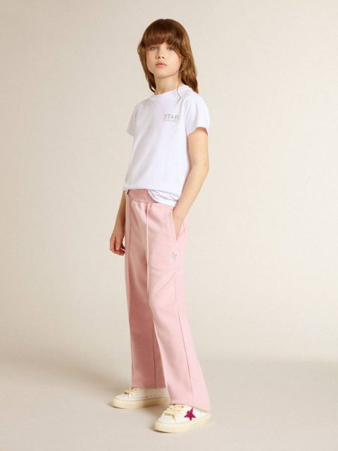Pink Joggers With Glitter Star On The Front Bottomwear Selection (4-12 Years) Kids Pink Golden Goose - Image 3