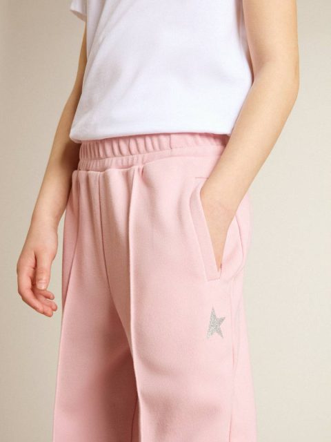 Pink Joggers With Glitter Star On The Front Bottomwear Selection (4-12 Years) Kids Pink Golden Goose - Image 5
