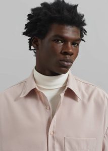 Pink Tops Mason Button Up Shirt - Light Peach The Frankie Shop Men - Image 3