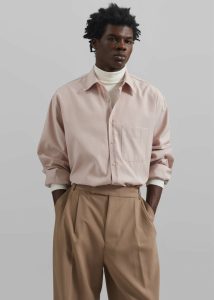 Pink Tops Mason Button Up Shirt - Light Peach The Frankie Shop Men - Image 5