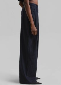 Piper Pleated Trousers - Navy/Beige Pinstripe The Frankie Shop Bottoms Blue Women - Image 5