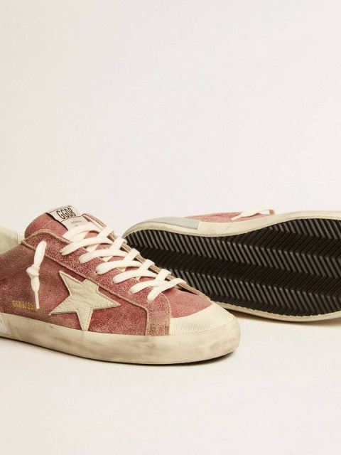 Pomegranate Red Men's Super-Star In Red Leather With Cream Nubuck Star And Heel Tab Men Super-Star Golden Goose - Image 4