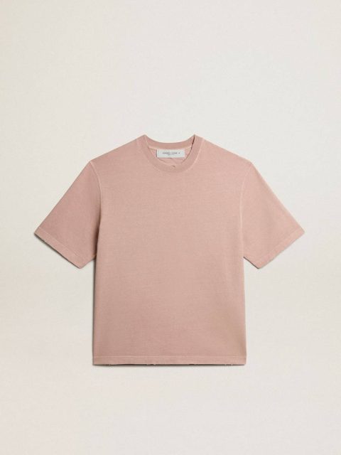 Powder Pink Powder-Pink T-Shirt With Reverse Logo On The Back - Jersey Capsule T-Shirts & Tops Golden Goose Women