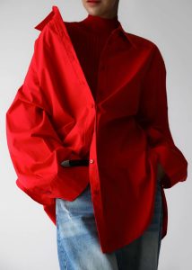 Prato Button Up Shirt - Red Women Tops Red The Frankie Shop