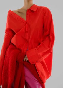 Prato Button Up Shirt - Red Women Tops Red The Frankie Shop - Image 3