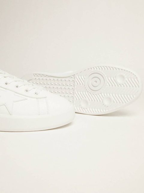 Purestar Golden Goose Men White Purestar Sneakers With Fluorescent Orange Heel Tab - Image 3