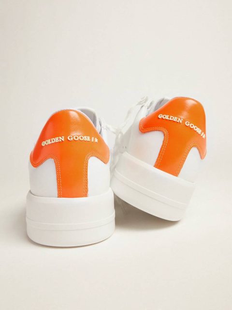 Purestar Golden Goose Men White Purestar Sneakers With Fluorescent Orange Heel Tab - Image 4