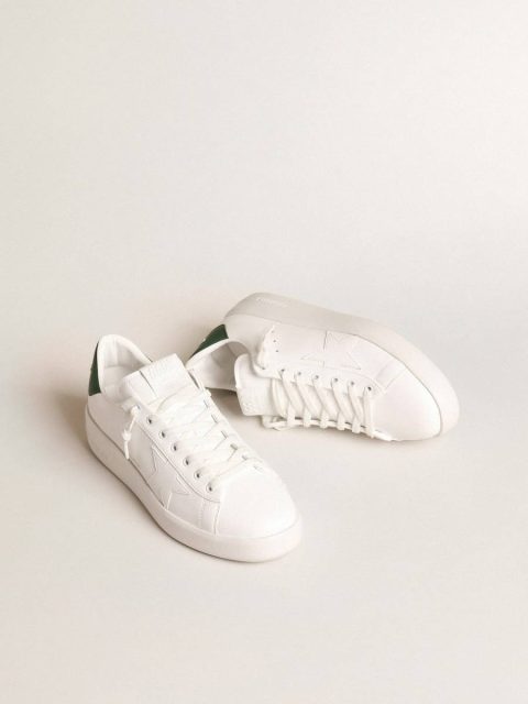 Purestar Golden Goose Purestar With White Bio-Based Star And Mat Green Leather Heel Tab Men - Image 2
