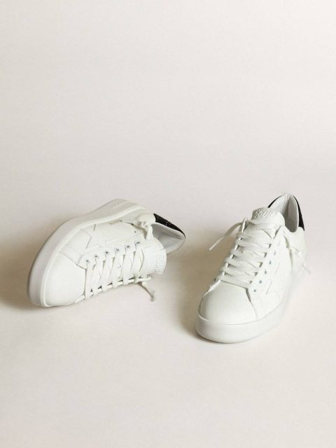 Purestar In White Leather With Tone-On-Tone Star And Heel Tab In Black Swarovski Crystals Purestar Women Golden Goose White - Image 2