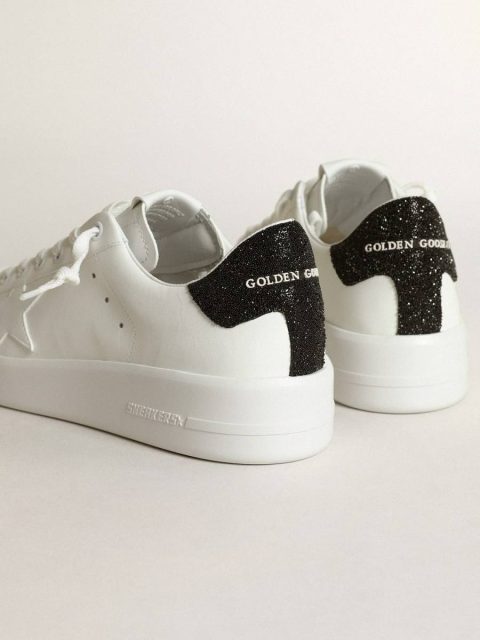 Purestar In White Leather With Tone-On-Tone Star And Heel Tab In Black Swarovski Crystals Purestar Women Golden Goose White - Image 4