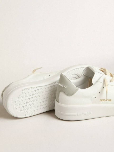 Purestar White Women Golden Goose Purestar With White Star And Gray Leather Heel Tab - Image 3