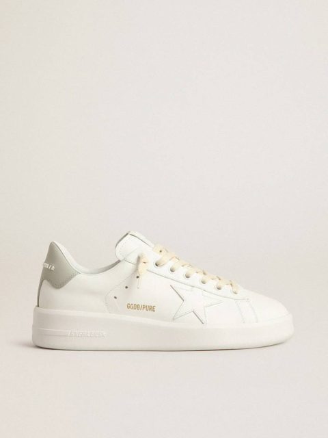 Purestar White Women Golden Goose Purestar With White Star And Gray Leather Heel Tab