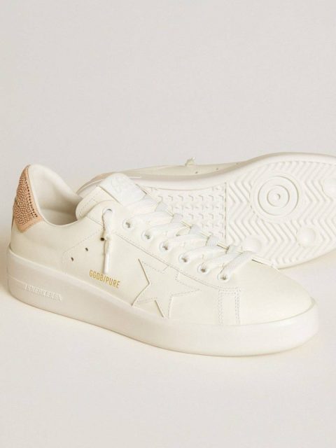 Purestar With Leather Star And Suede Heel Tab With Swarovski Crystals Purestar Golden Goose Women White - Image 3