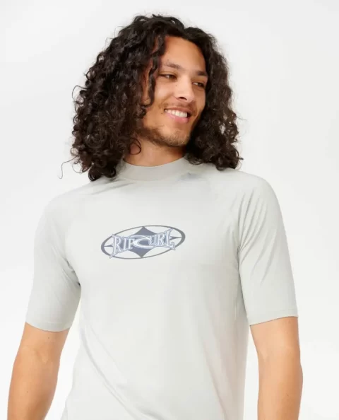 Rash Guards Mens Heritage Oval Upf Short Sleeve Rash Guard Rip Curl