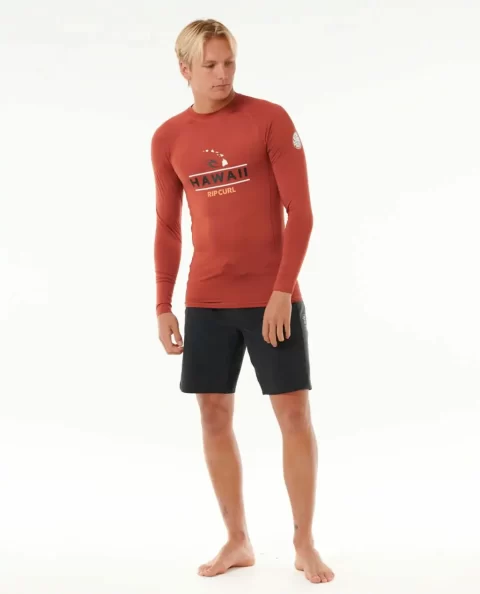 Rash Guards Rip Curl Hawaii Upf50  Performance Long Sleeve Rash Guard Mens - Image 4