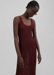 Red Dresses Women The Frankie Shop Adrienna Crochet Maxi Dress - Burgundy - Image 2
