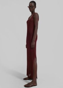 Red Dresses Women The Frankie Shop Adrienna Crochet Maxi Dress - Burgundy - Image 4