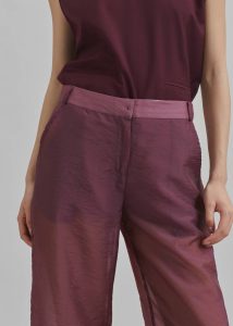 Red The Frankie Shop Bottoms Abra Sheer Trousers - Burgundy Women - Image 2