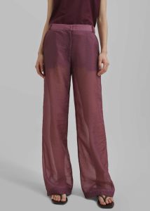 Red The Frankie Shop Bottoms Abra Sheer Trousers - Burgundy Women