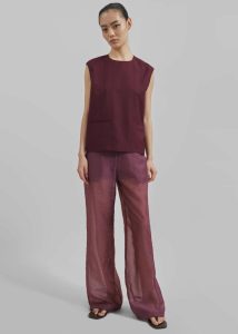Red The Frankie Shop Bottoms Abra Sheer Trousers - Burgundy Women - Image 5