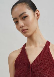 Red The Frankie Shop Knitwear Women Leonie Knitted Halter Top - Burgundy - Image 5