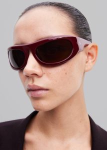 Red The Frankie Shop Sunglasses Port Tanger Safaa Sunglasses - Burgundy Acetate/Tobacco Lens Women