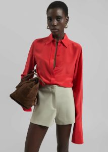 Red The Frankie Shop Tops Women Sportmax Silk Crêpe Gemona Shirt - Red - Image 2