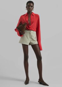 Red The Frankie Shop Tops Women Sportmax Silk Crêpe Gemona Shirt - Red