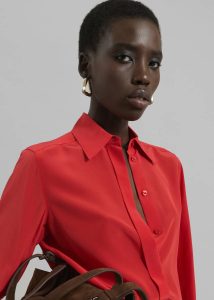Red The Frankie Shop Tops Women Sportmax Silk Crêpe Gemona Shirt - Red - Image 4