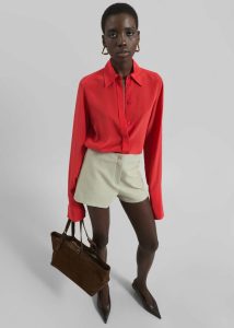 Red The Frankie Shop Tops Women Sportmax Silk Crêpe Gemona Shirt - Red - Image 5