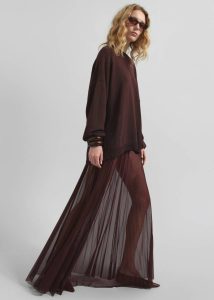 Red Women The Frankie Shop Bottoms Vallen Pleated Mesh Maxi Skirt - Burgundy